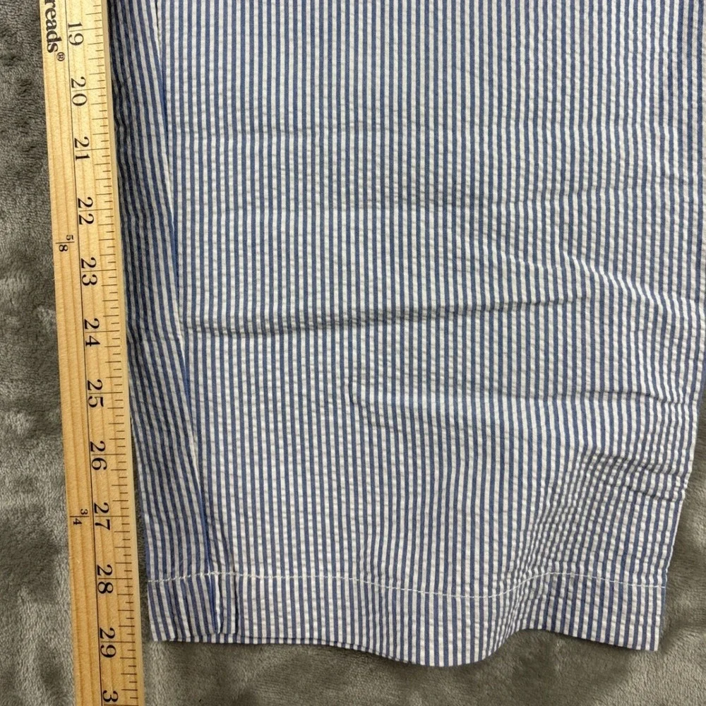 Polo Ralph Lauren Andrew Pant Mens 40x29 Blue White Seersucker Pleated Stripe